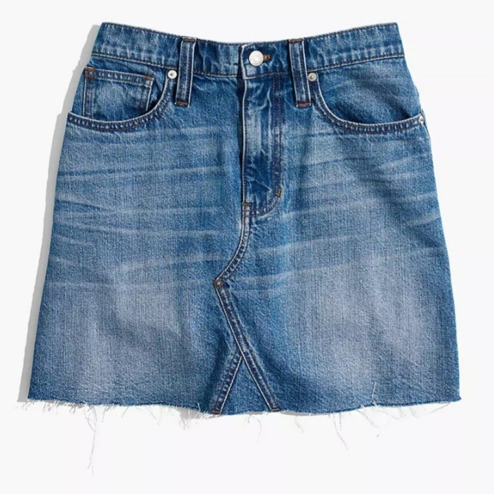 MADEWELL Rigid Denim Skirt Raw Hem - Picture 2 of 9
